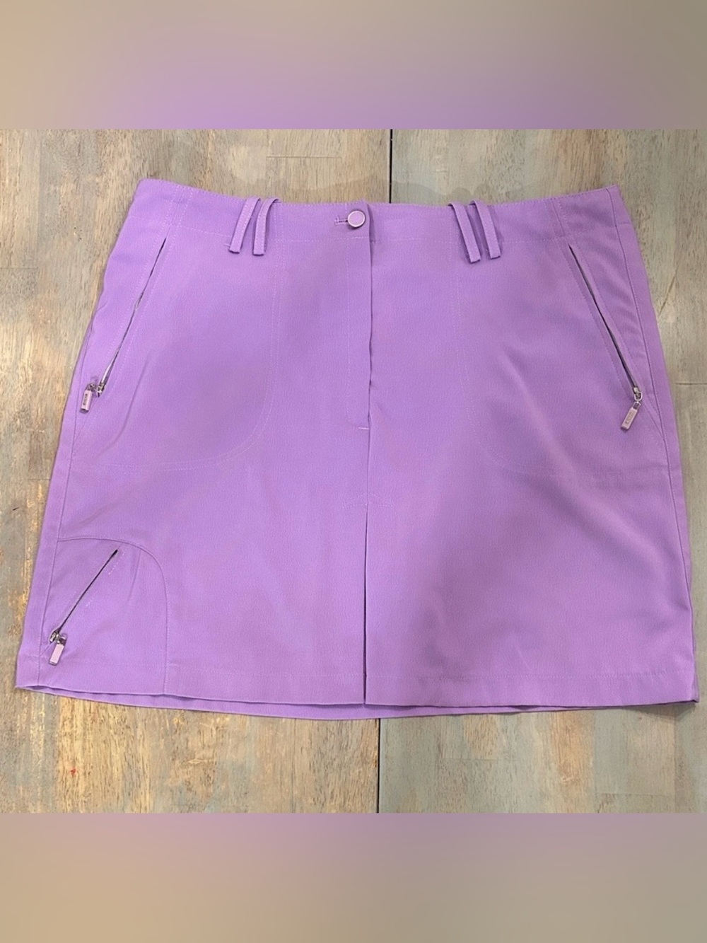 DKNY Golf Skort Purple with Zip Pockets Skirt over Shorts Lavender Women 12